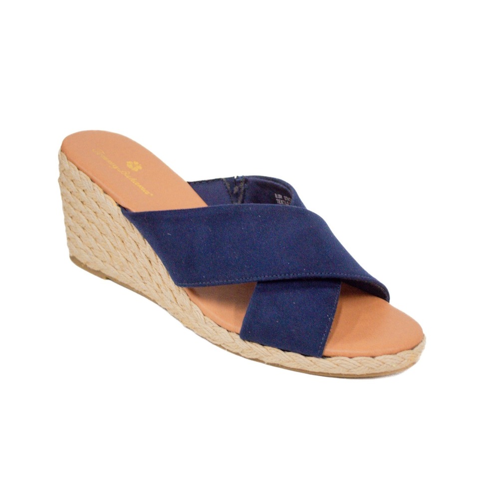Tommy Bahama Stacey Sandal Navy Espadrille Wedge Slide Womens 8.5